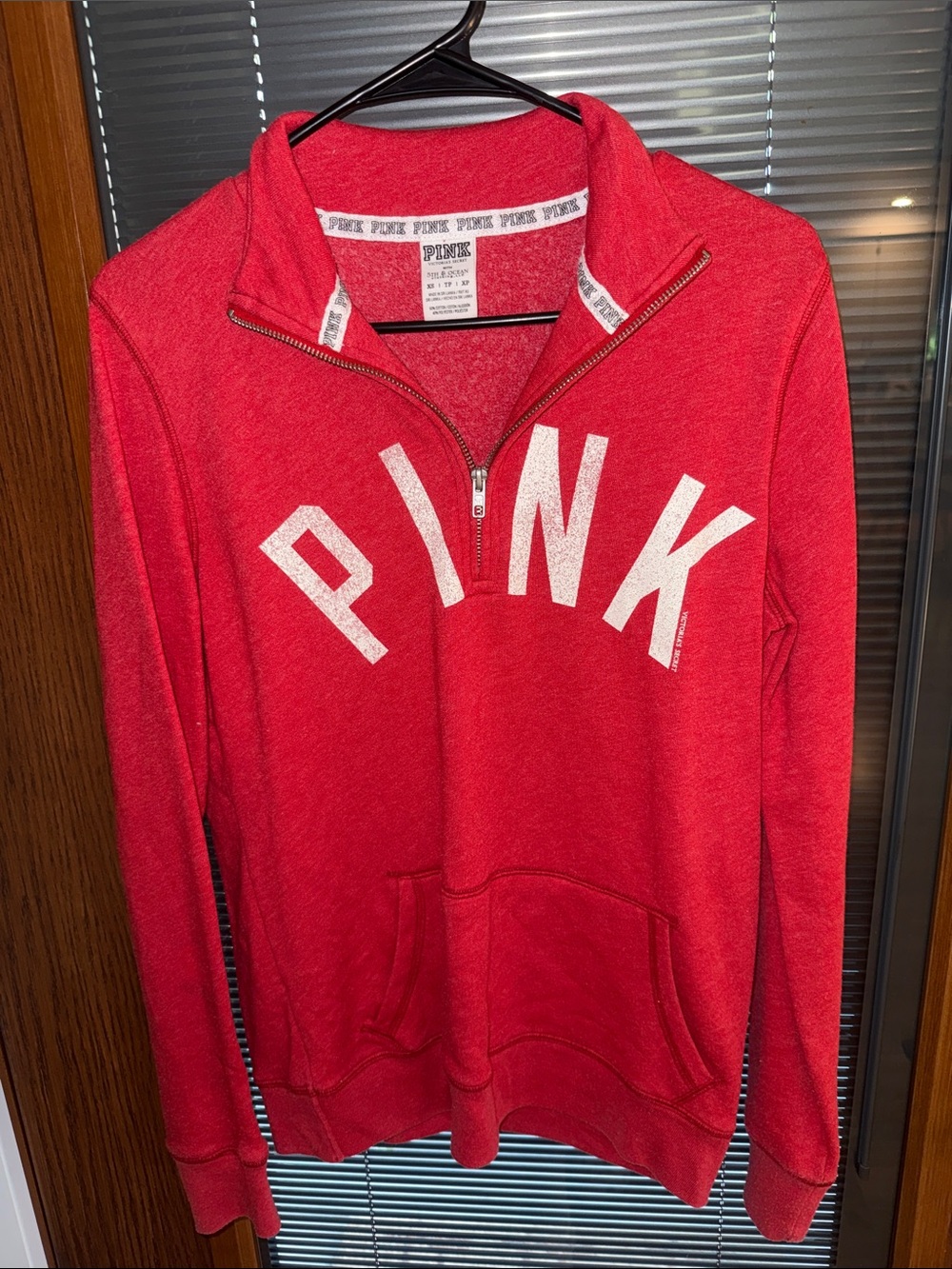 PINK Victoria's Secret Red Half-Zip Pullover Sweatshirt